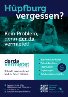 Anzeige für „derda_vermietet“, gestaltet im Corporate Design mit einheitlicher Farbwelt, Typografie und Logo – professioneller Auftritt passend zur Markenidentität.