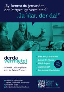 Gestaltete Anzeige für „derda_vermietet“ im markenkonformen Look – klar strukturiert, modern umgesetzt und visuell abgestimmt auf das Corporate Design.
