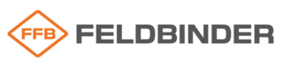 Zweifarbige Logo-Variante von Feldbinder im Corporate Design – orange-graue Ausführung für vielseitige Anwendungen.